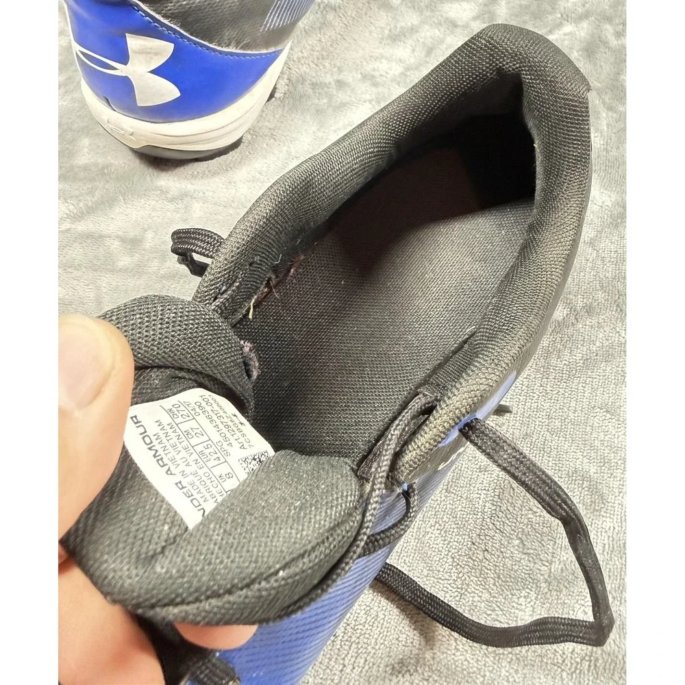 Under‎ Armour Molded Cleats Shoes Mens Size 9 Blue Black Baseball 1297317-001